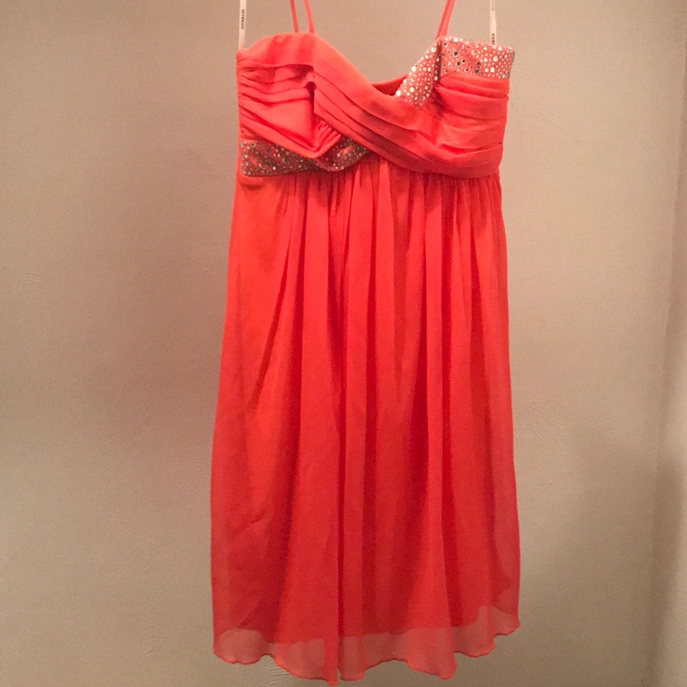 Short peach/coral dress